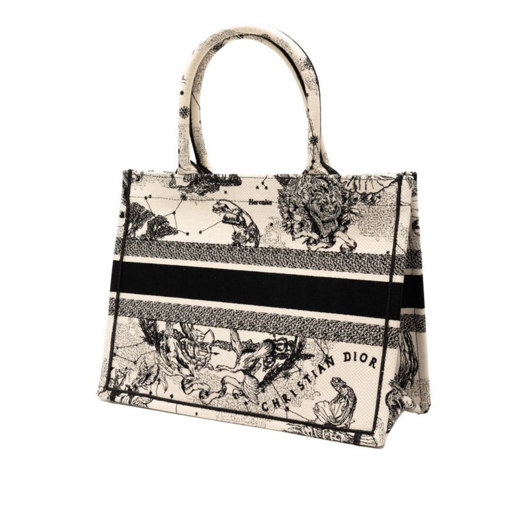 Christian Dior Dior Book Tote Medium Zodiac Embroidery Bag Beige Black Canvas... - Picture 2 of 6